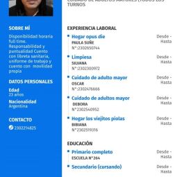 Busco trabajo de cuidado de adulto mayor o de cualquier otro trabajo 