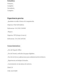 Busco trabajo para los domingos o de noche