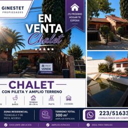 Chalet en venta con pileta y amplio terreno – Zona céntrica 