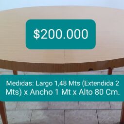 Mesa Ovalada Extensible de Madera.